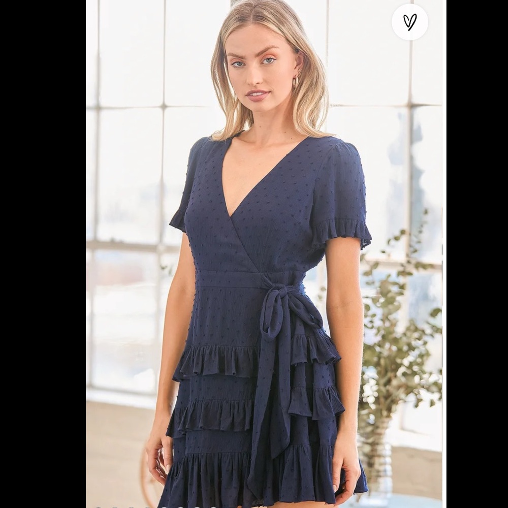 ▪️ NWT Lulus call me cute navy wrap dress